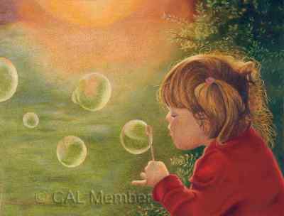 Little Kid Blowing Bubbles